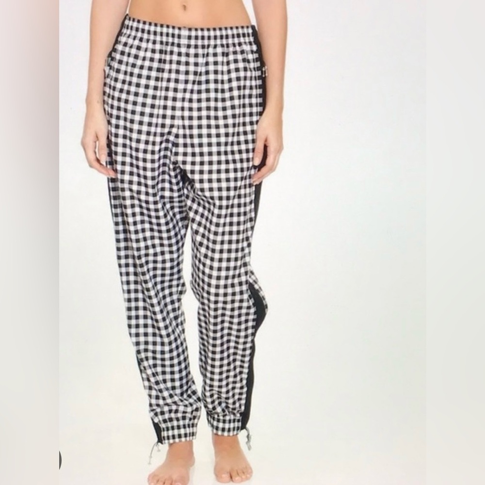 ADAM SELMAN Sport Water Resistant Windbreaker Unisex Track Pants Gingham L NWT